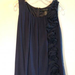 MM Couture Mini Navy Babydoll Dress With Navy Rosette Accents